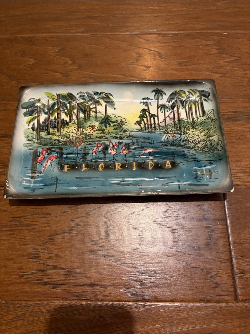 Vintage Florida Tropical Flamingo Ashtray large